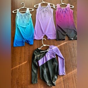 Kids Gymnastics Leotard Set - Purple, Blue, Black